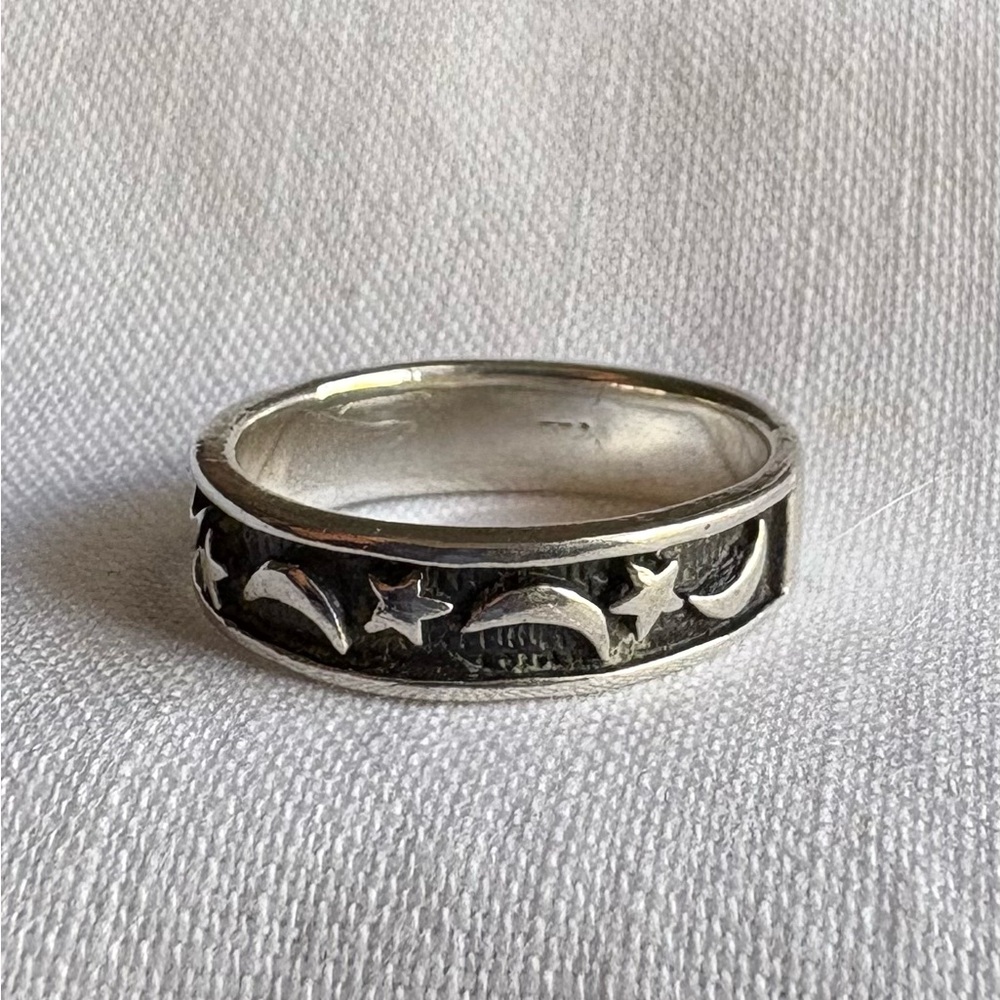 Sterling Silver Star and Moon Ring